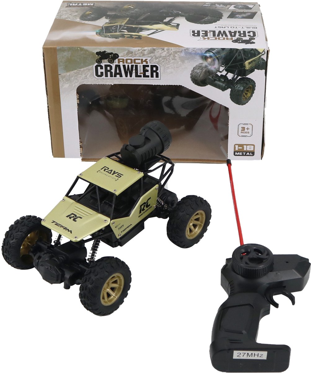 FUNFY 1:18 Rock Crawler RC Car Toy 4WD | Speelgoed Marvel | Zwart | Dubbele Motor, 4 Zachte Ophangingen, Mist Effect, Anti-Slip Banden, Aluminium Body & Oplaadbare Batterij | Kids Cadeau
